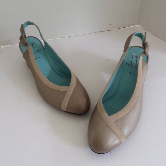 Thierry Rabotin Italian Slingback Block Heel Shoes for women Sz 7 Color Tan - Picture 1 of 12